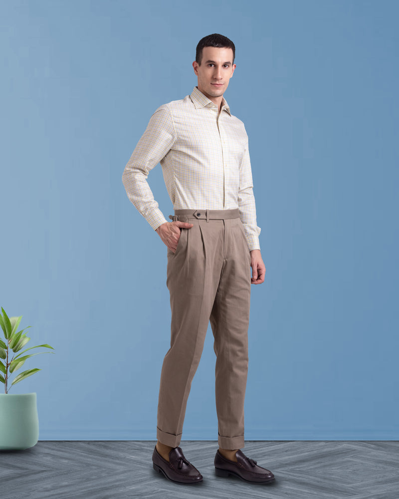 Soft Yellow Blue Tatersall Shirt