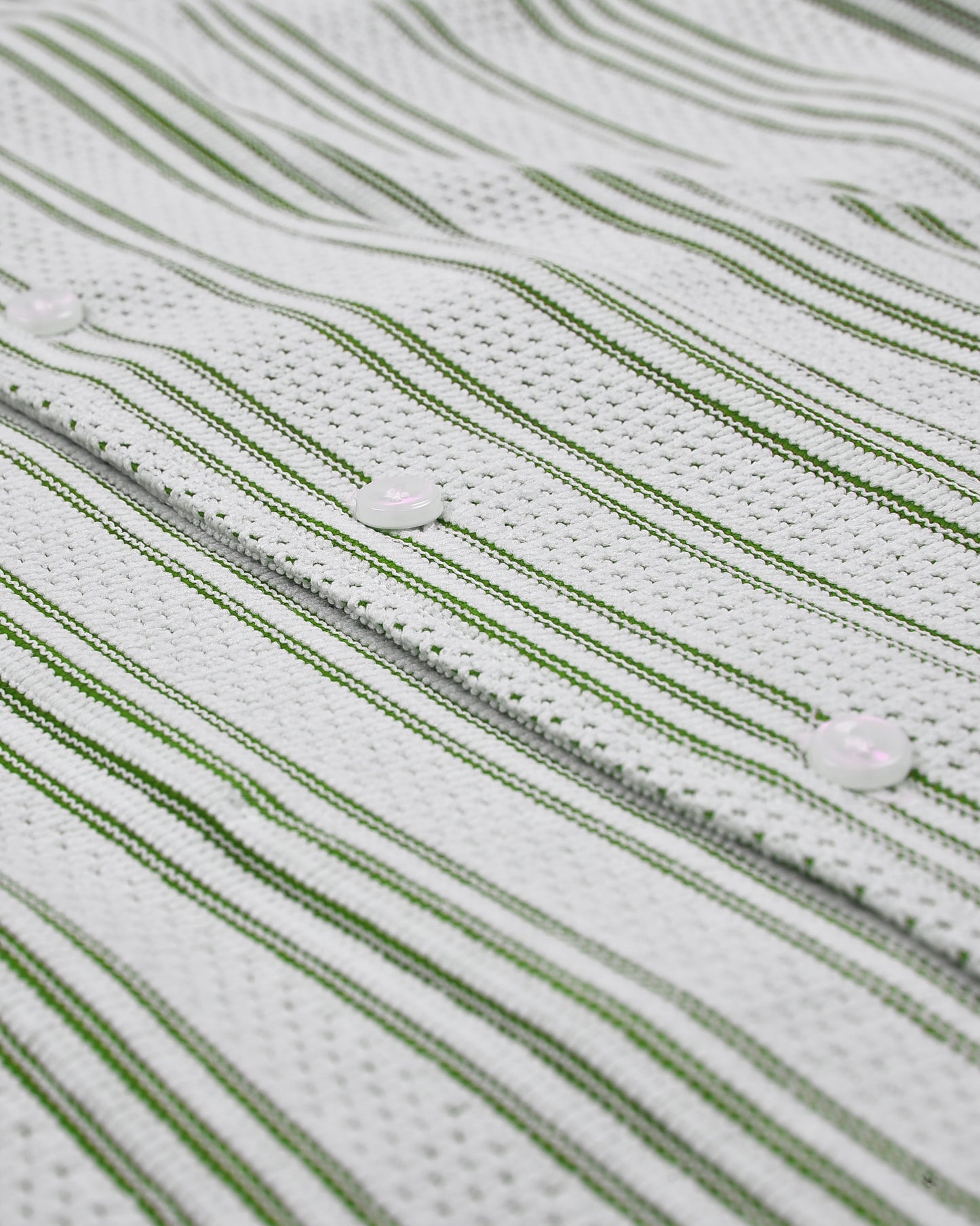Summer Camp Collar Casual Shirt in White and Green Stripes