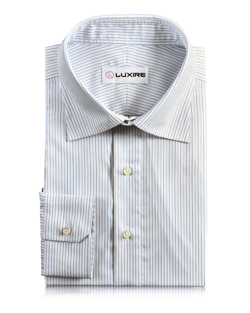 Blue and Black Pin Stripes On White Shirt