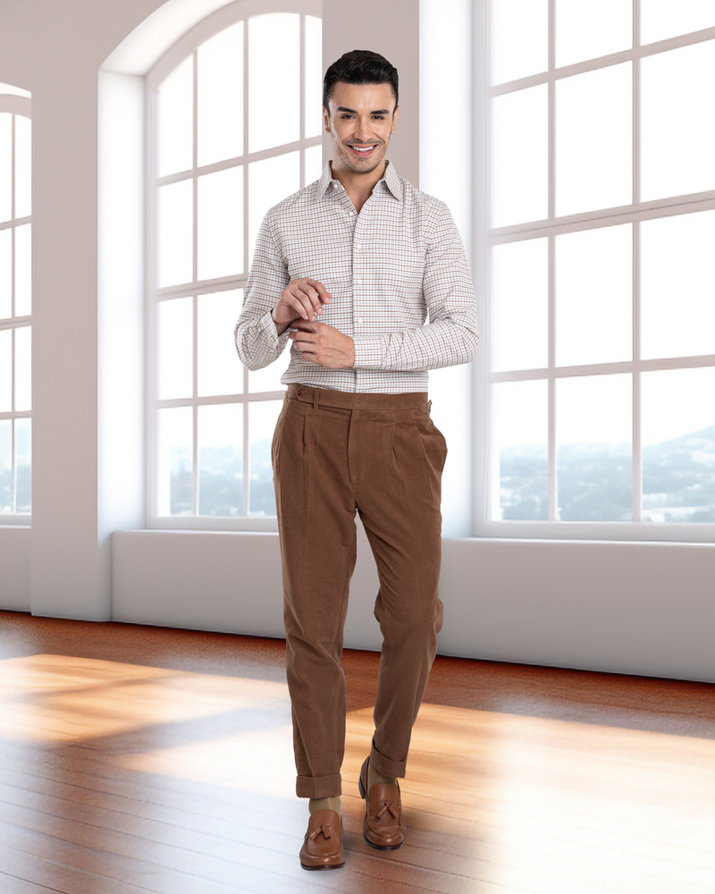 Zegna Brown Cashco Moleskin Dress Pant