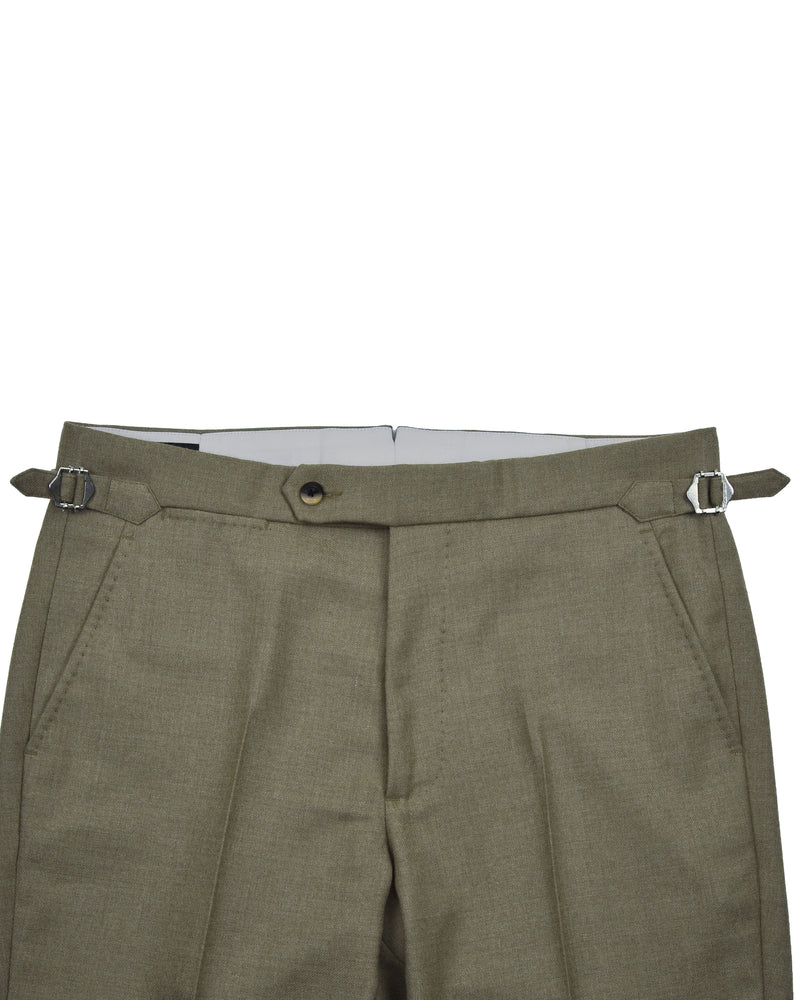 Dugdale Olive Wool Flannel Dress Pant