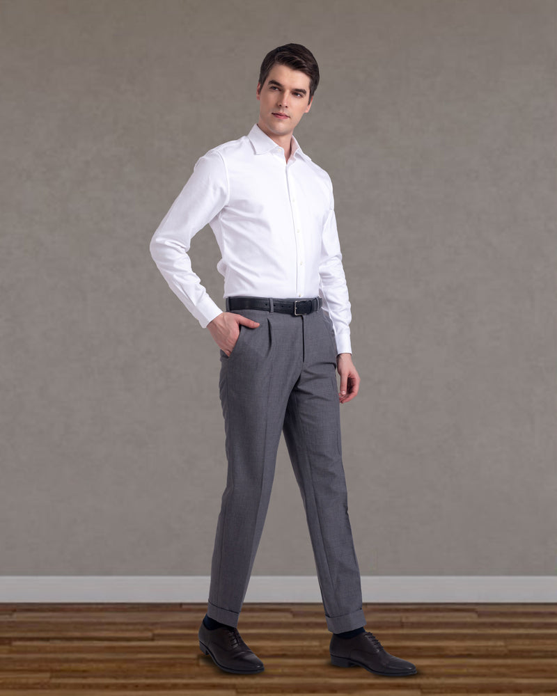 Pleated Vitale Barberis Canonico Grey Dress Pant