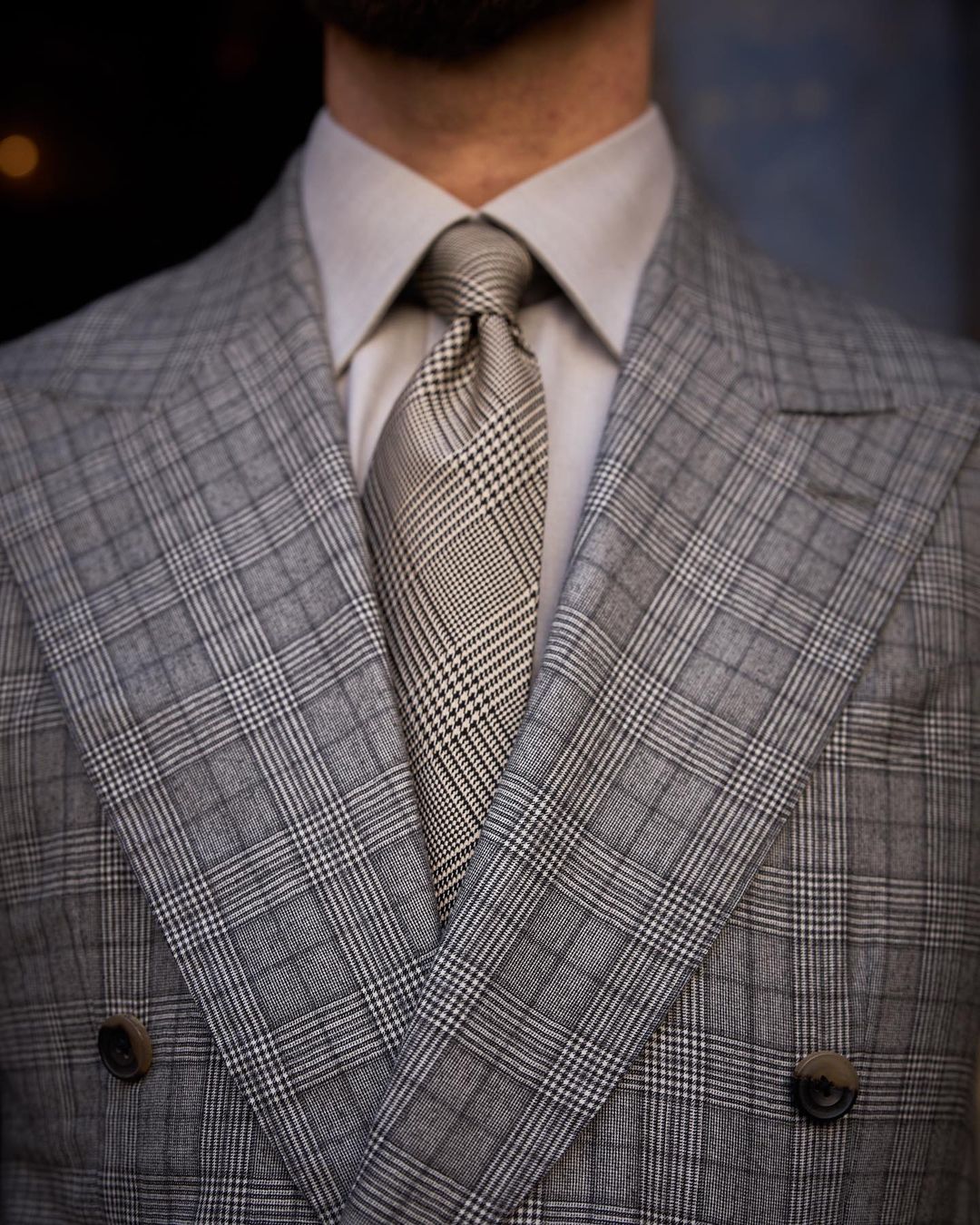 Drapers Black and White Glen Plaid Checks Suit