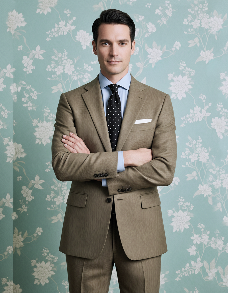 Dugdale Olive Beige Wool Flannel suit