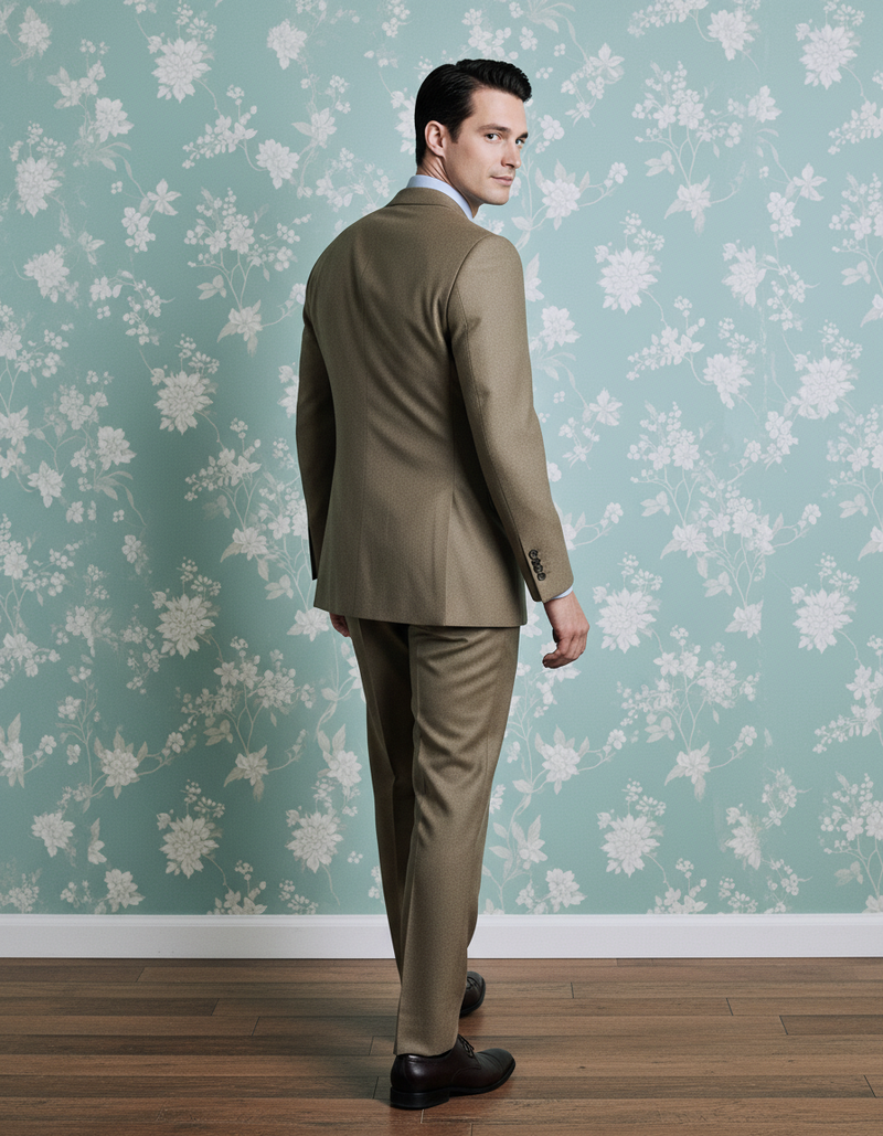 Dugdale Olive Beige Wool Flannel suit