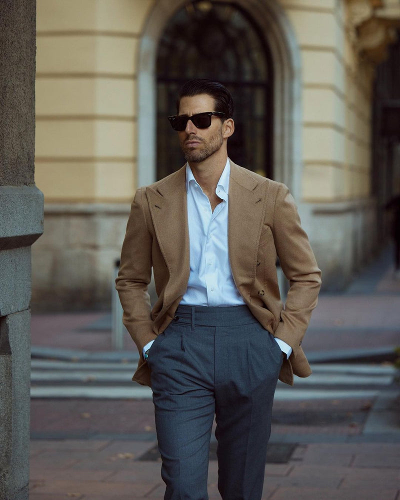 Dugdale New Fine Worsted - Grey High Rise Double Tab Pant