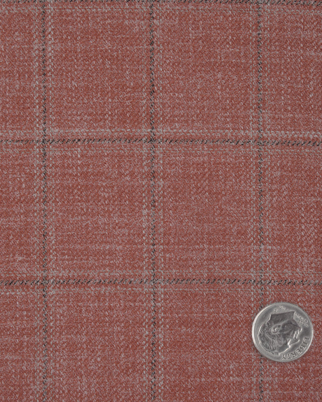 EThomas Dark Salmon Pink Windowpane Checks