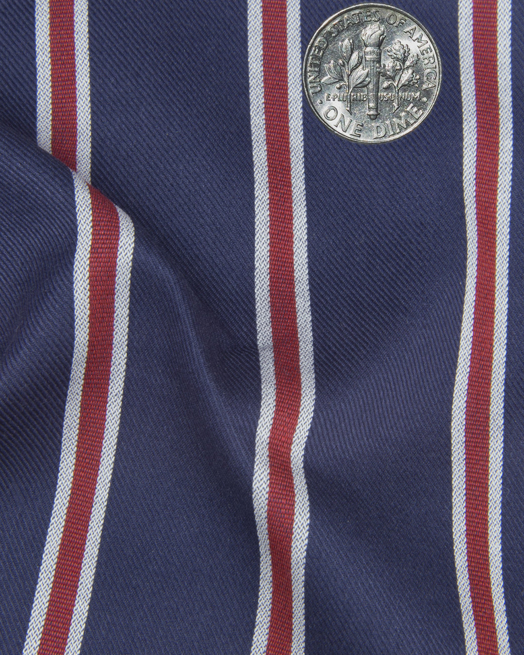 Navy Awning With Grey & Red Stripes