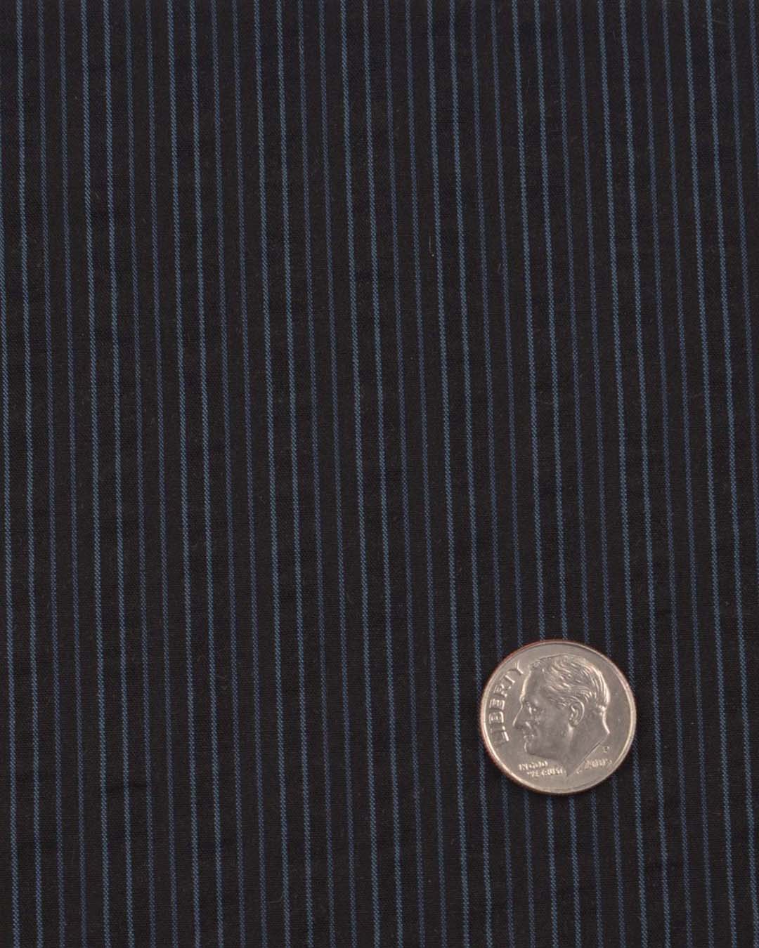 Navy on Black Stripes Seersucker