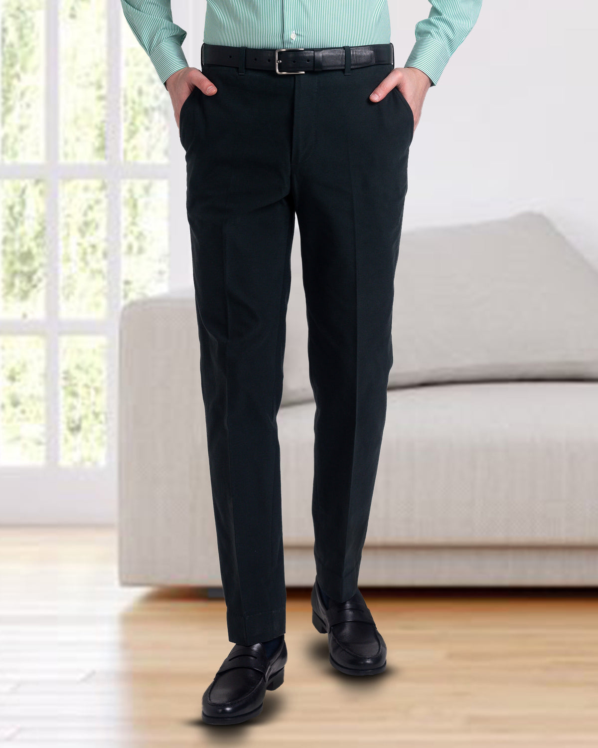 Bottle Green Twill Dress Pant - 1