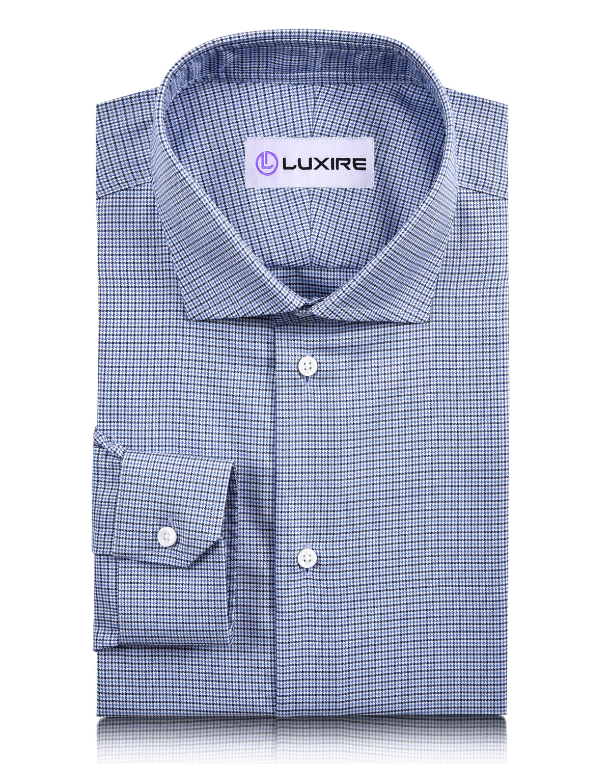 Blue White Micro Houndstooth Shirt - 1