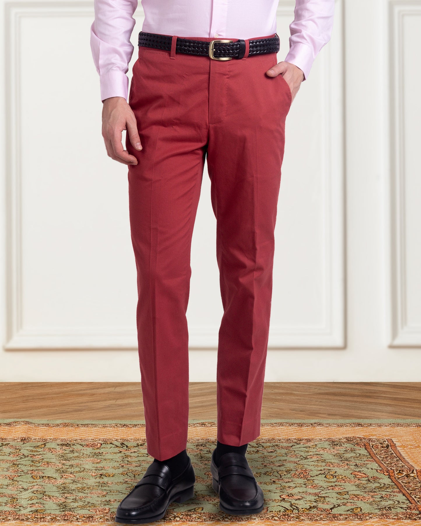 Dugdale Cotton Brick Red Twill Pant