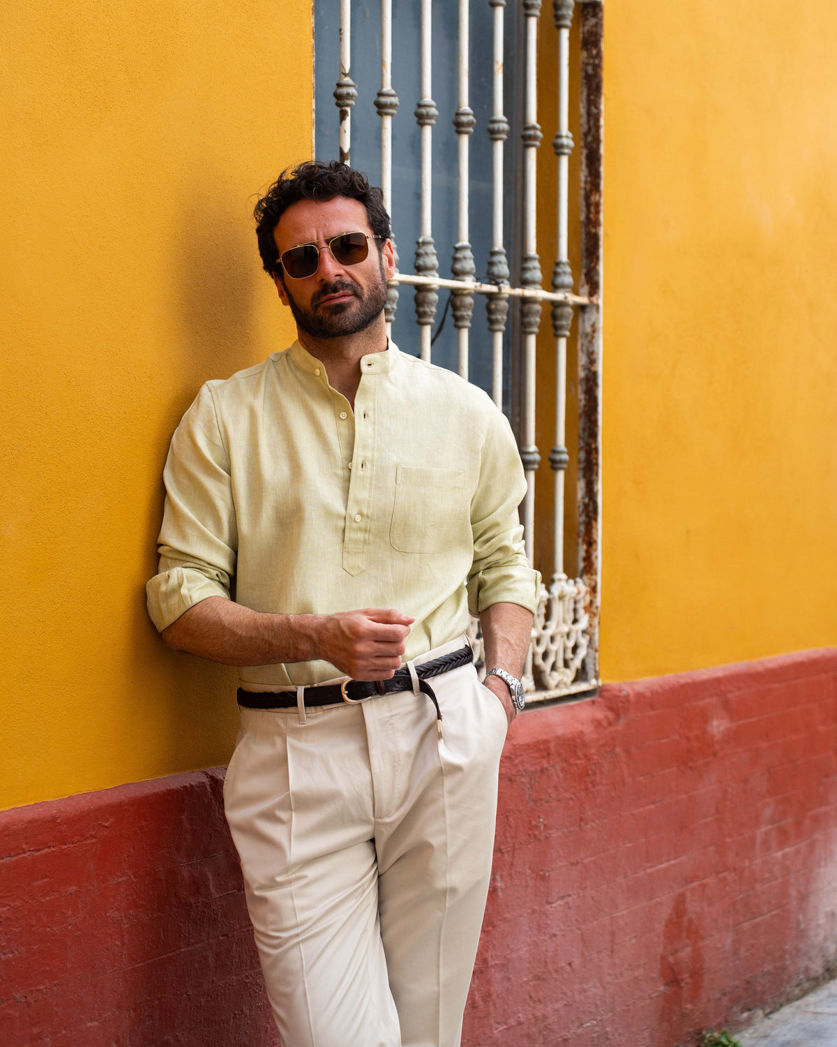 Pleated Sandstone Cotton Twill Pant - 5