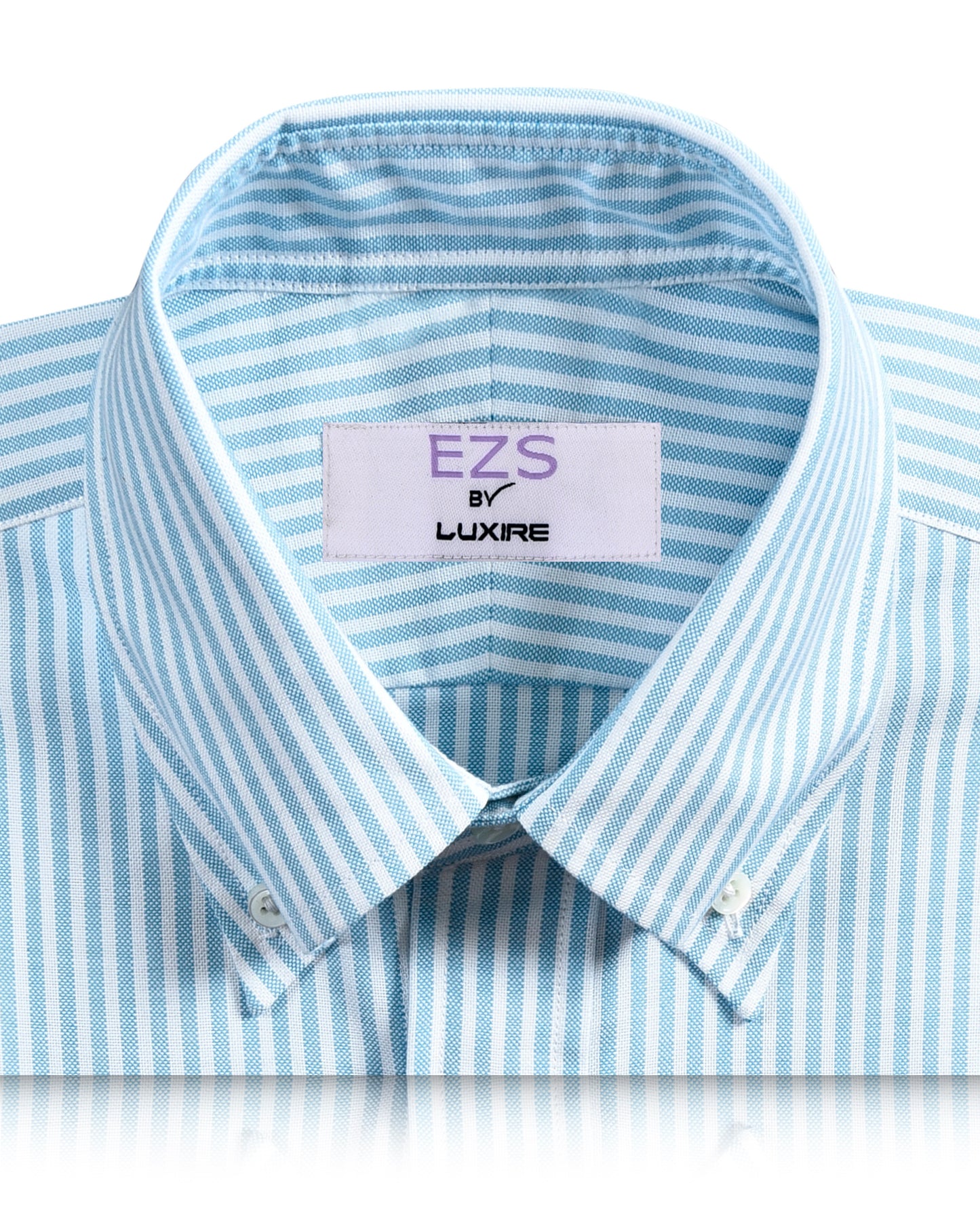 EZS Ferozi Blue on White Oxford University Stripes Shirt