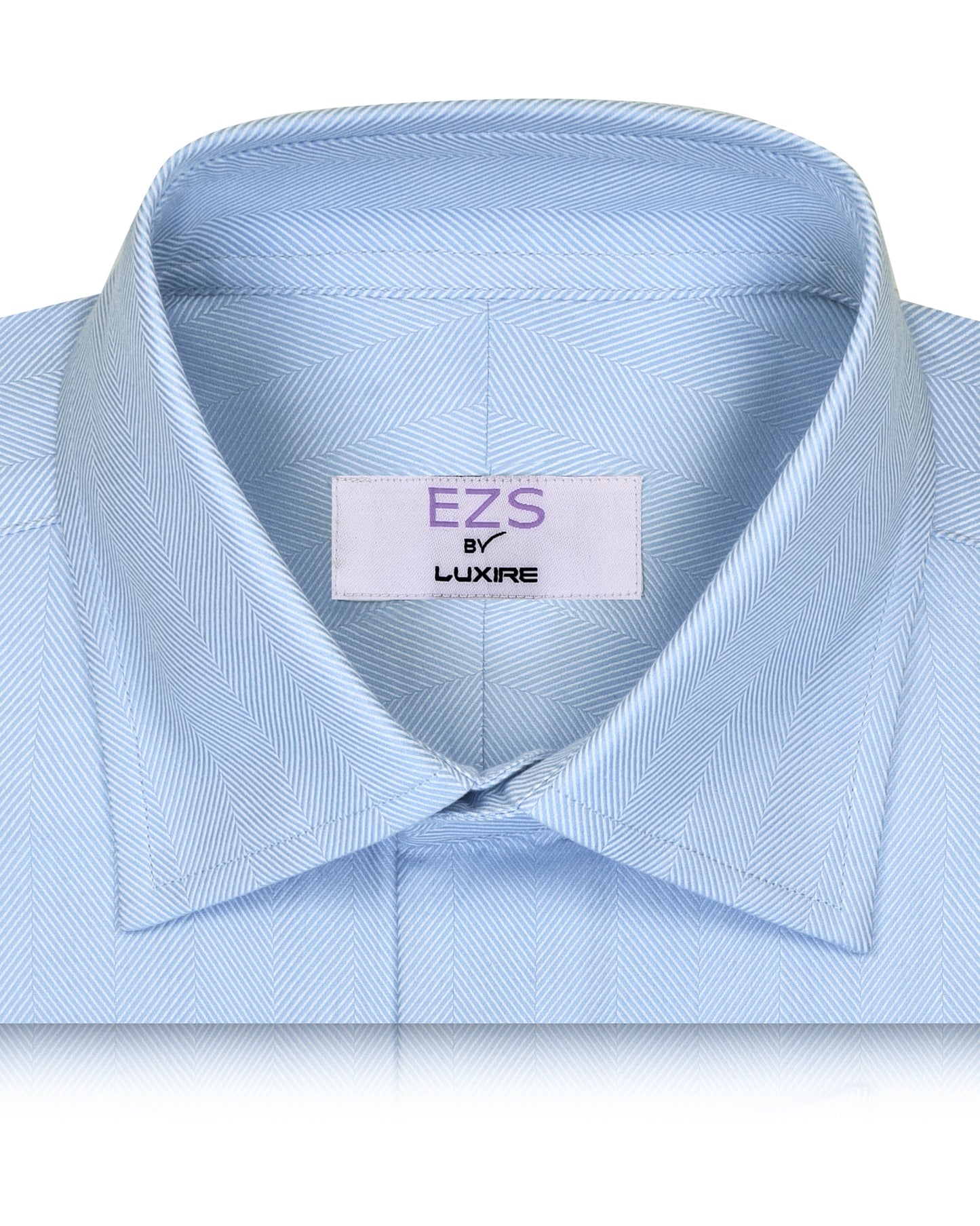 EZS Zegna Pale Blue Dress Herringbone Shirt