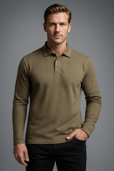 EZS Aria Olive Long Sleeve Polo