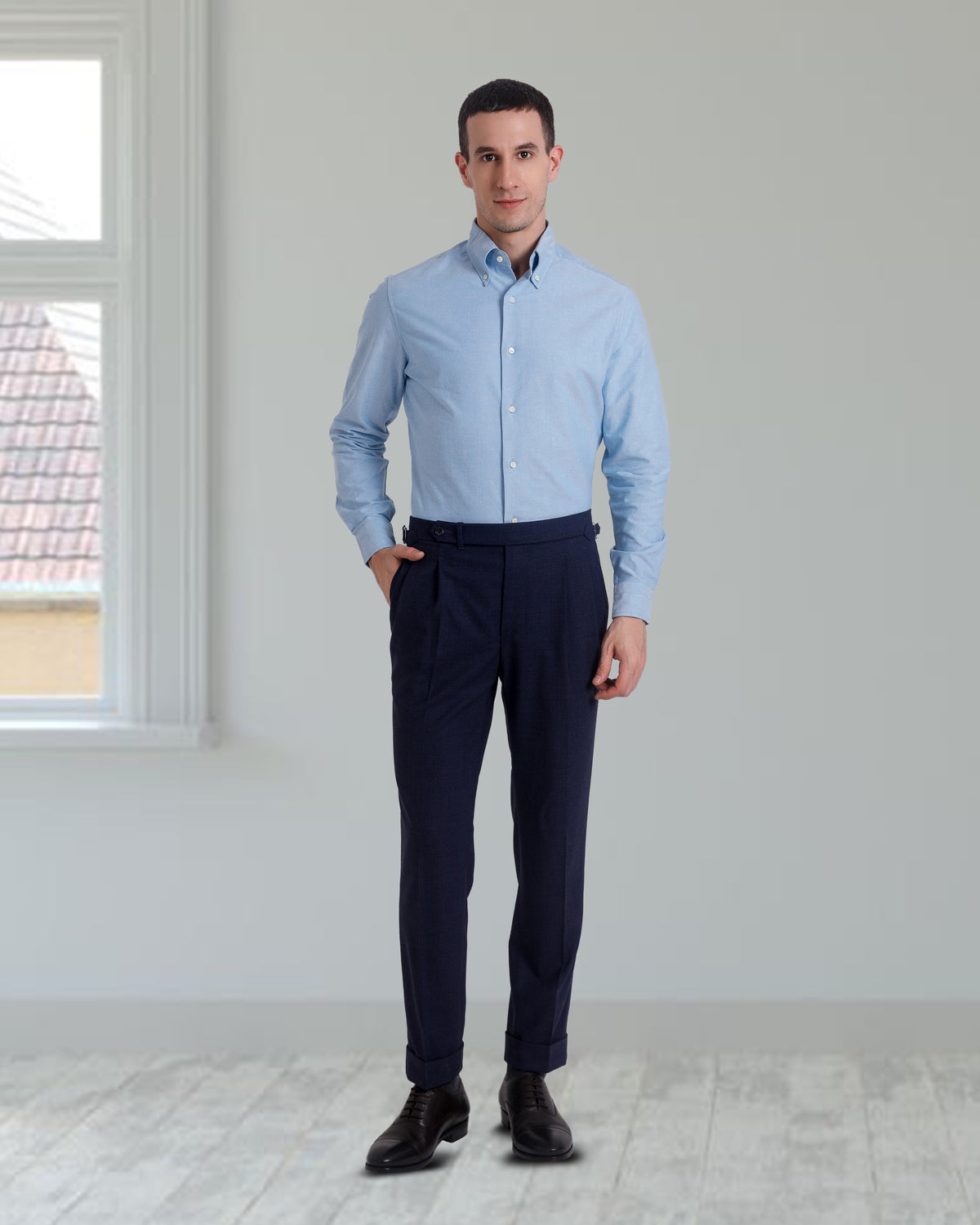 Pleated Vitale Barberis Canonico - 4 Ply Tropical Wool: Dark Indigo Dress Pant - 2