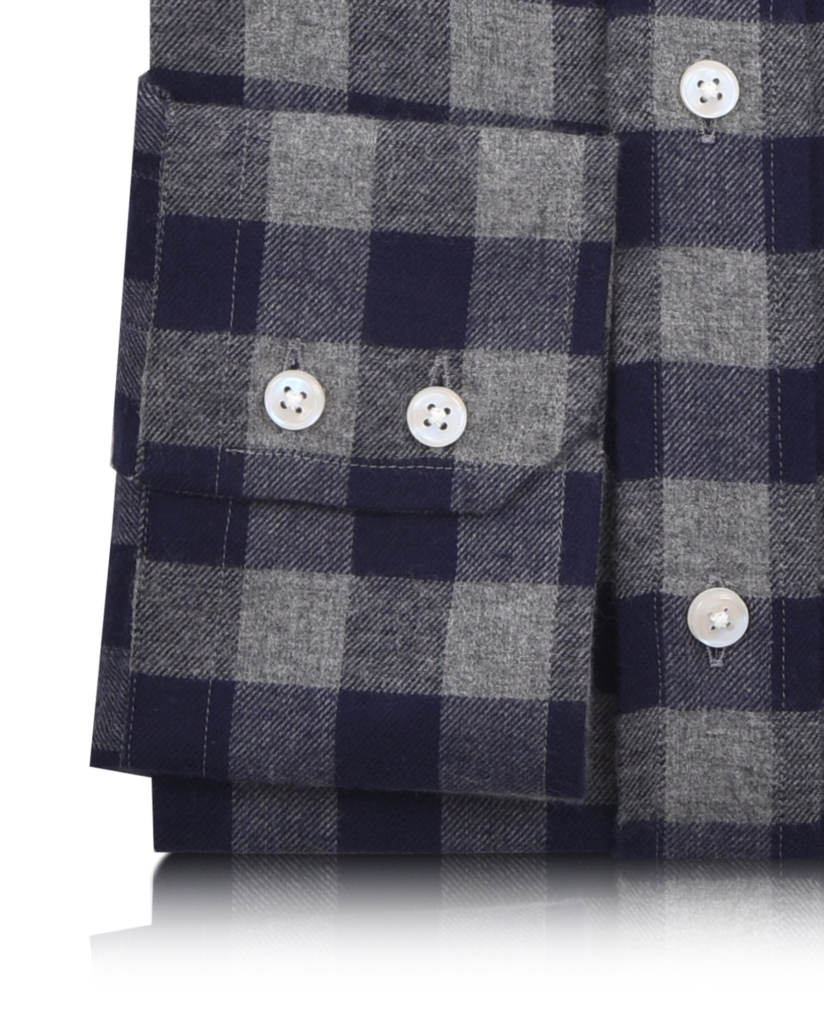 Navy Shepherd Check On Grey Flannel - 3