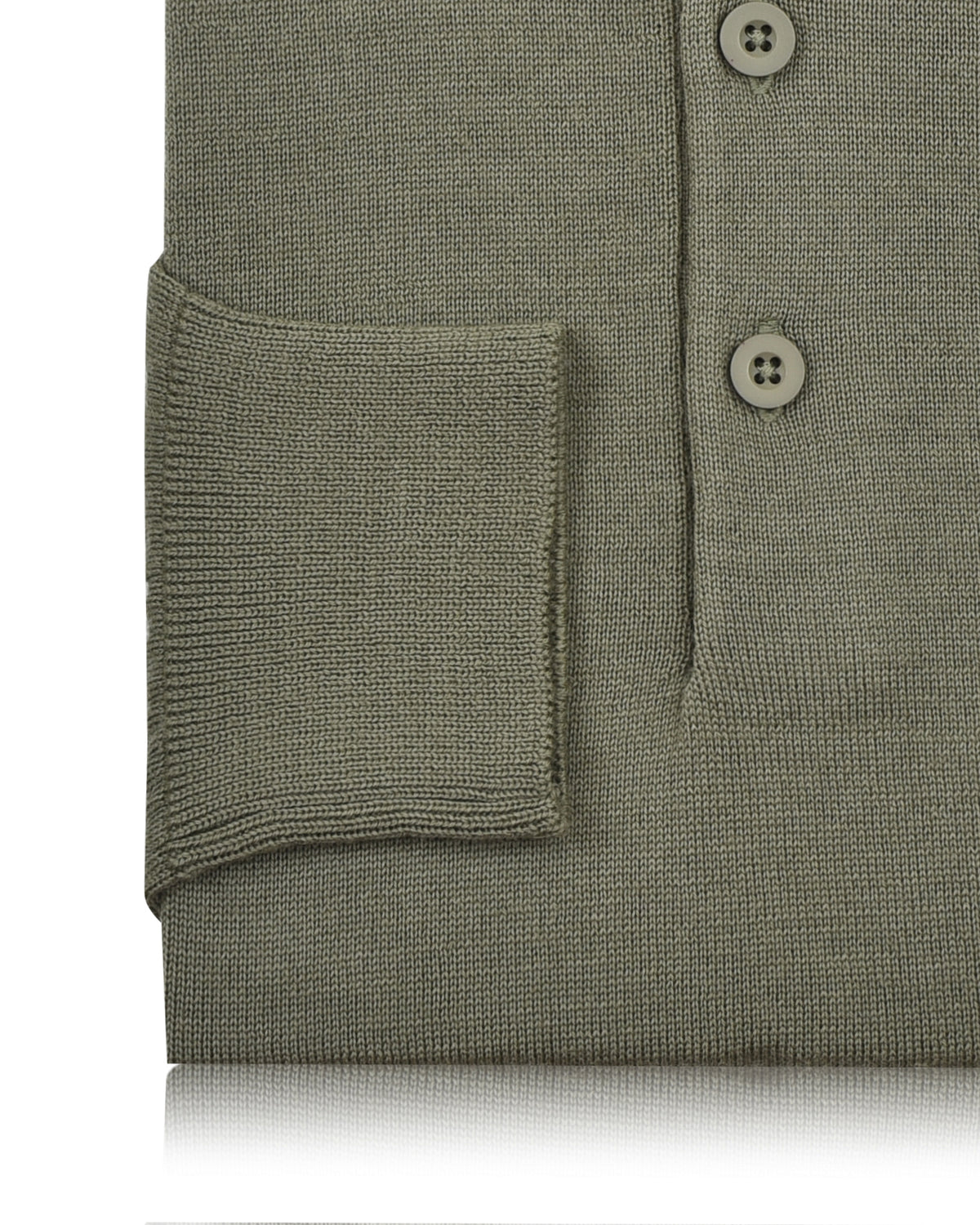 EZS Merino Wool Pale Olive  Long Sleeve Polo - 5