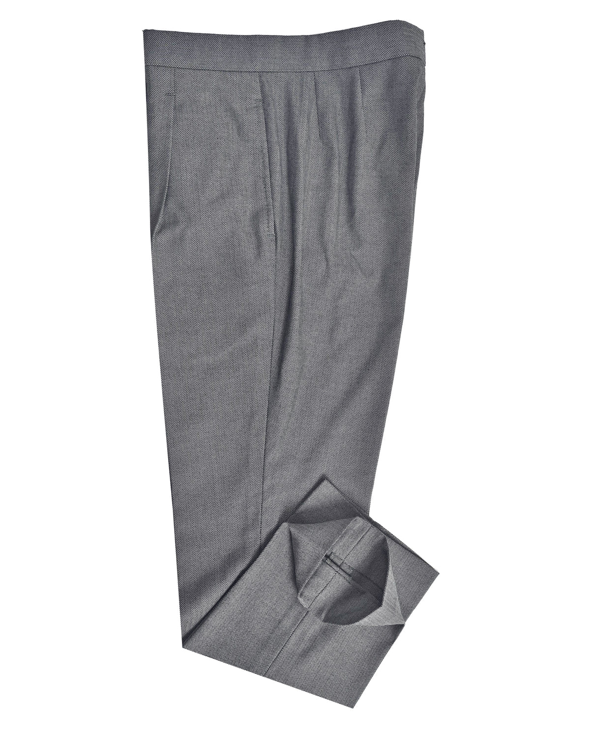 Grey Black Herringbone Pants - 2