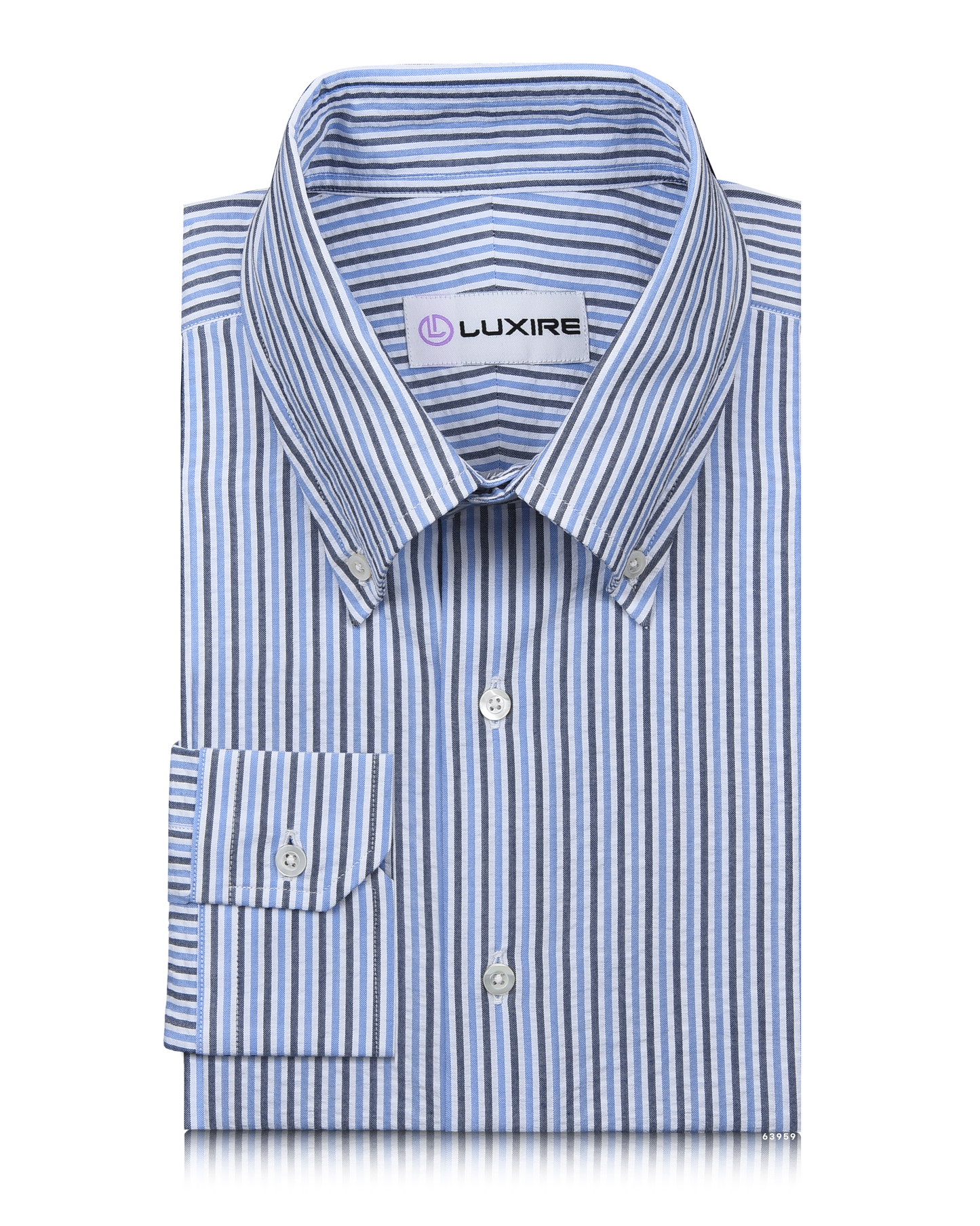 Dark Blue With Black Stripes On White Shirt