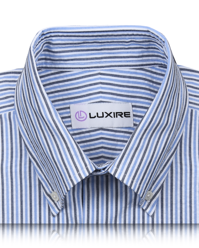 Dark Blue With Black Stripes On White Shirt