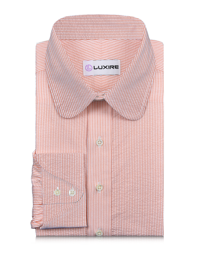 Coral Orange Stripes Seersucker