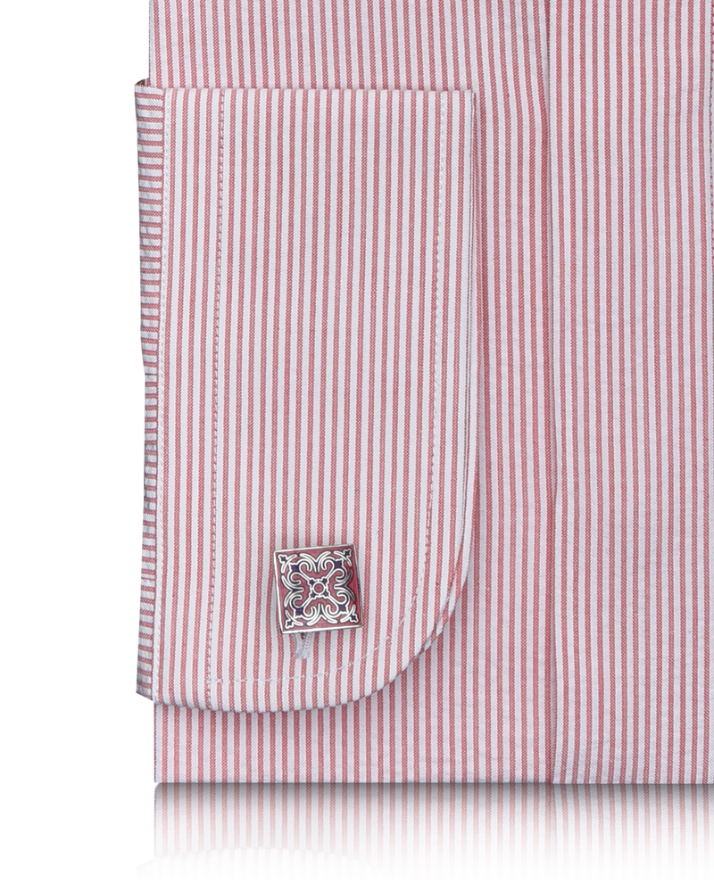 Burnt Orange Dress Stripes Seersucker