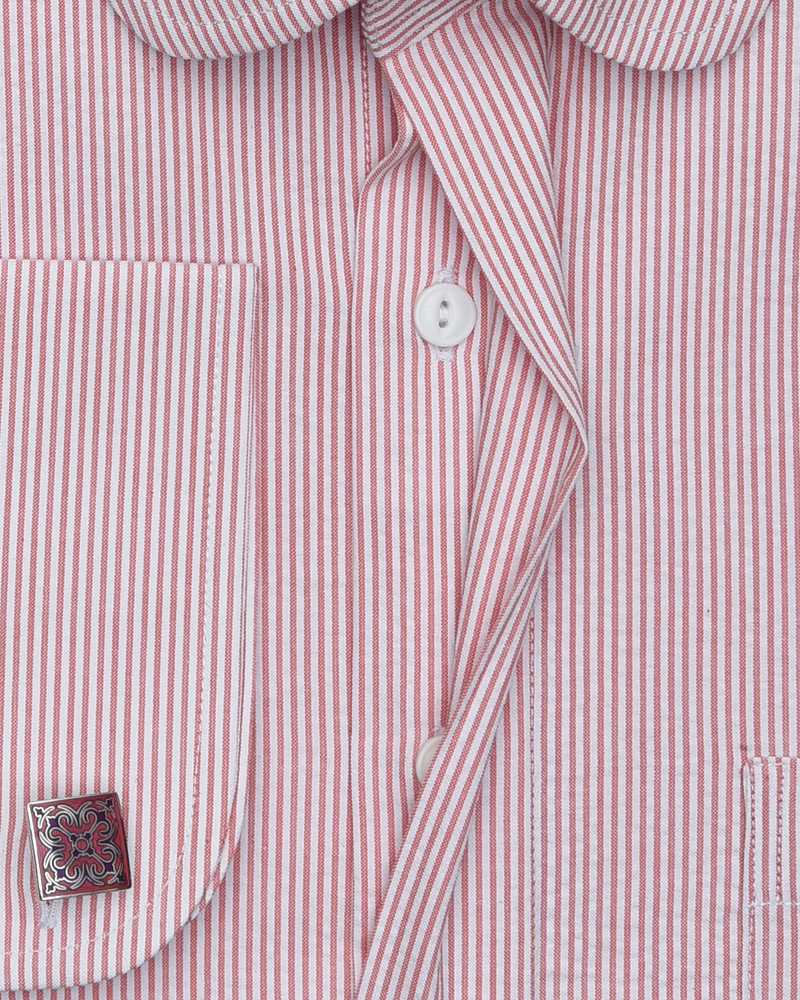 Burnt Orange Dress Stripes Seersucker