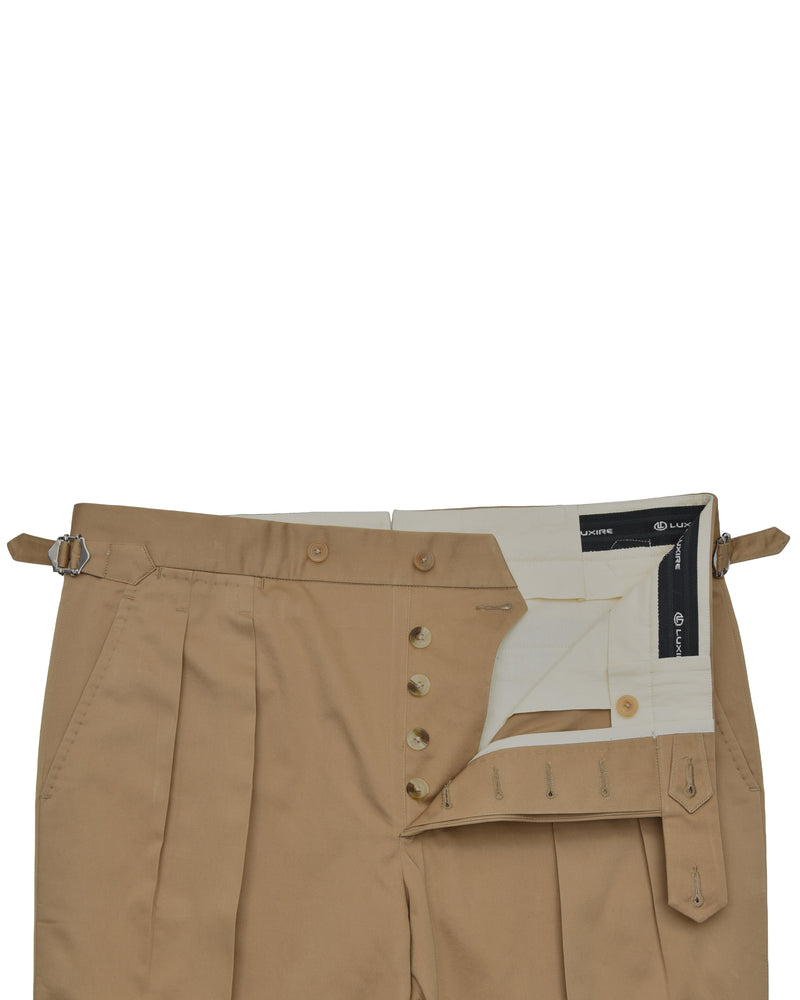 Pleated Military Khaki Dress Pant