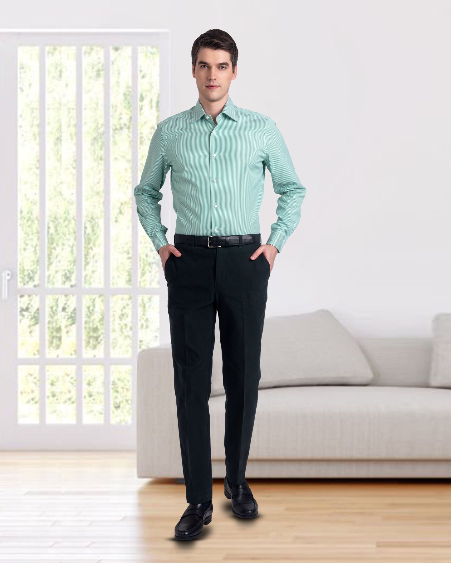 Bottle Green Twill Dress Pant