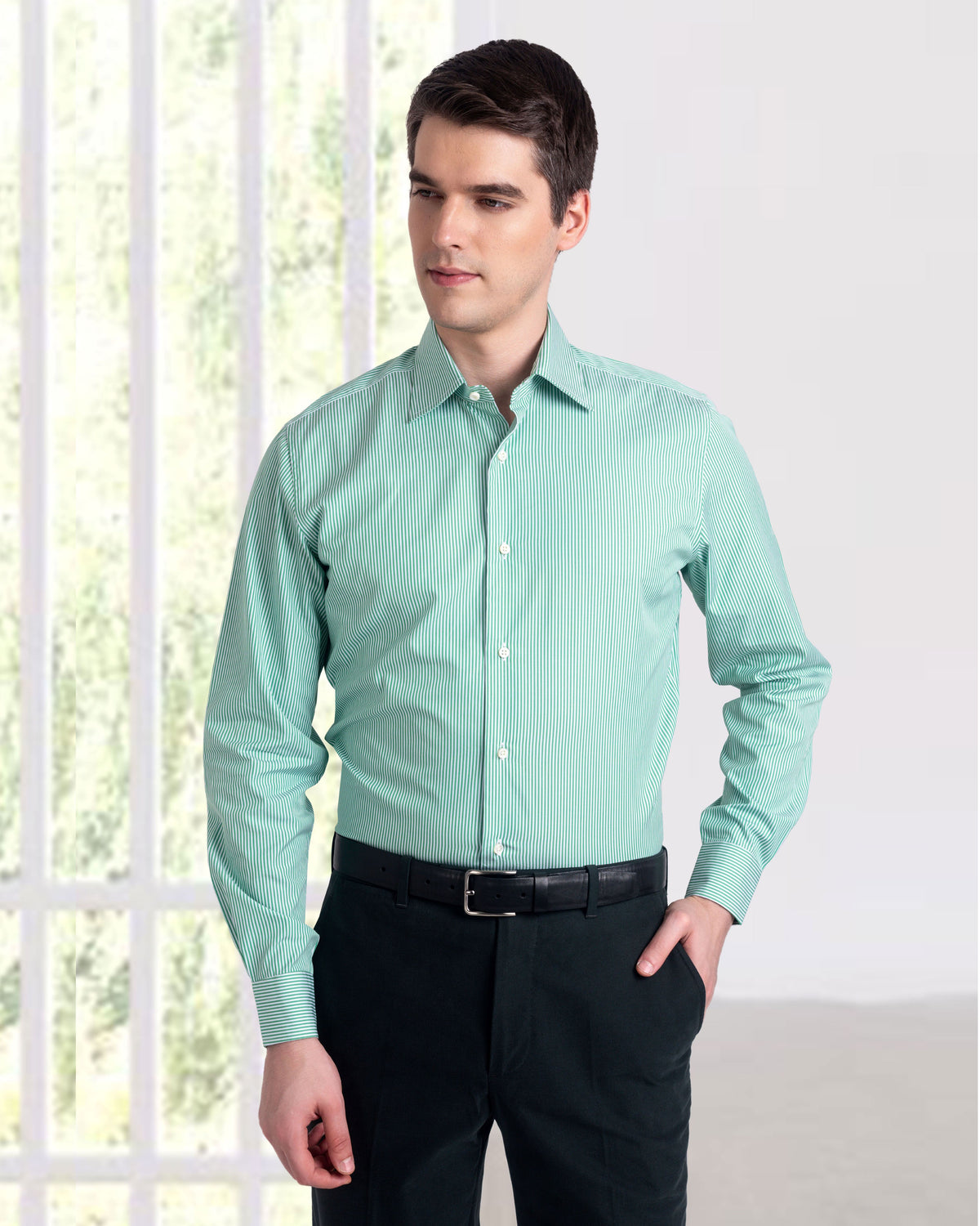 Bottle Green Twill Dress Pant - 4