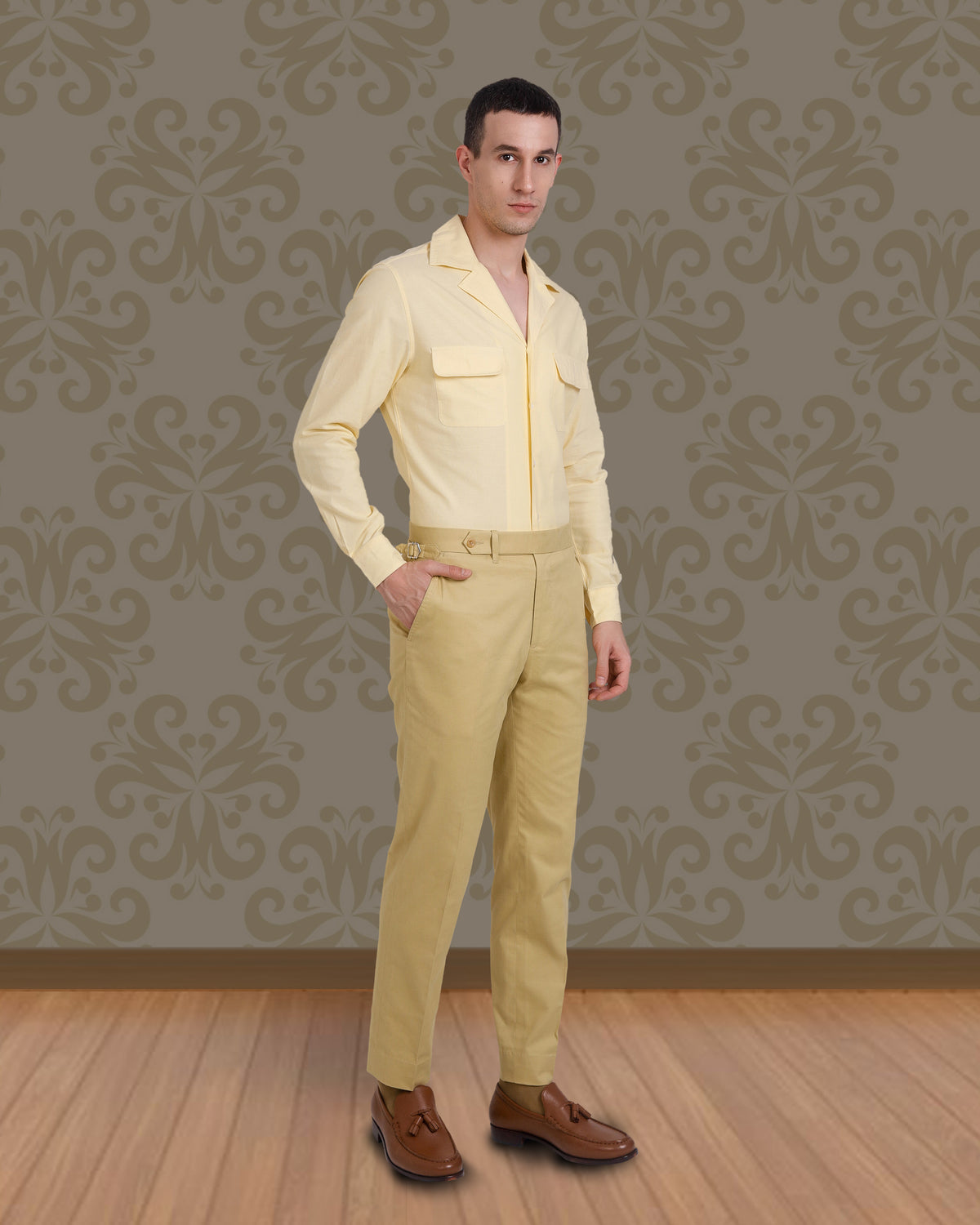 Camp Collar Shirt in Pale Yellow Fresco Chambray - 2