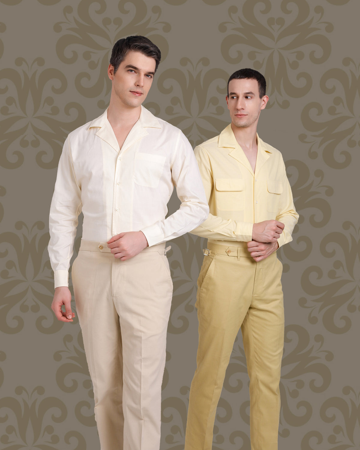 Camp Collar Shirt in Pale Yellow Fresco Chambray - 6
