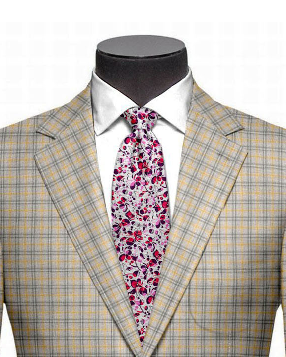 EThomas Tan Grey Tartan Plaid 130s Wool Jacket - 2