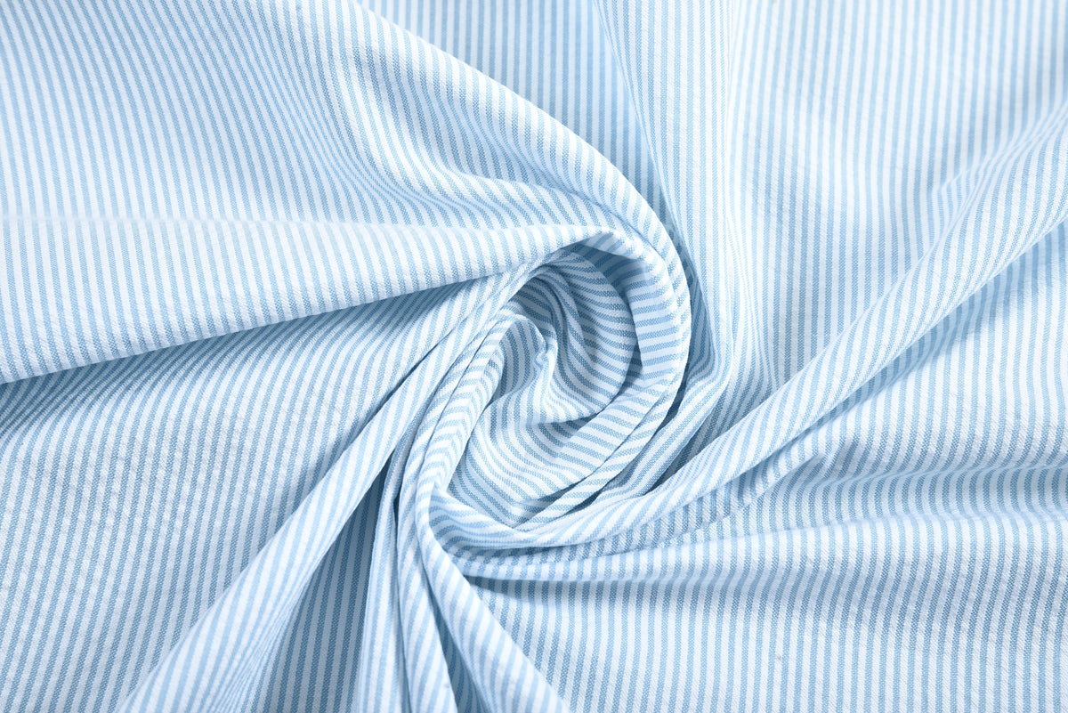 Alaskan Blue  Dress Stripes Seersucker - 5