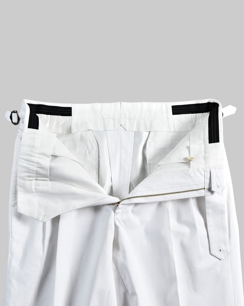 White Cotton Twill Dress Pant