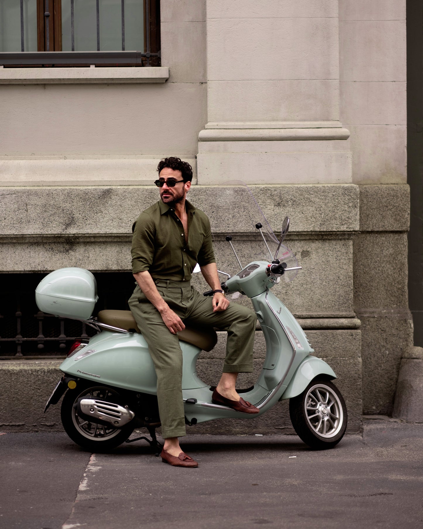 Linen Fresco Olive Green Dress Pant