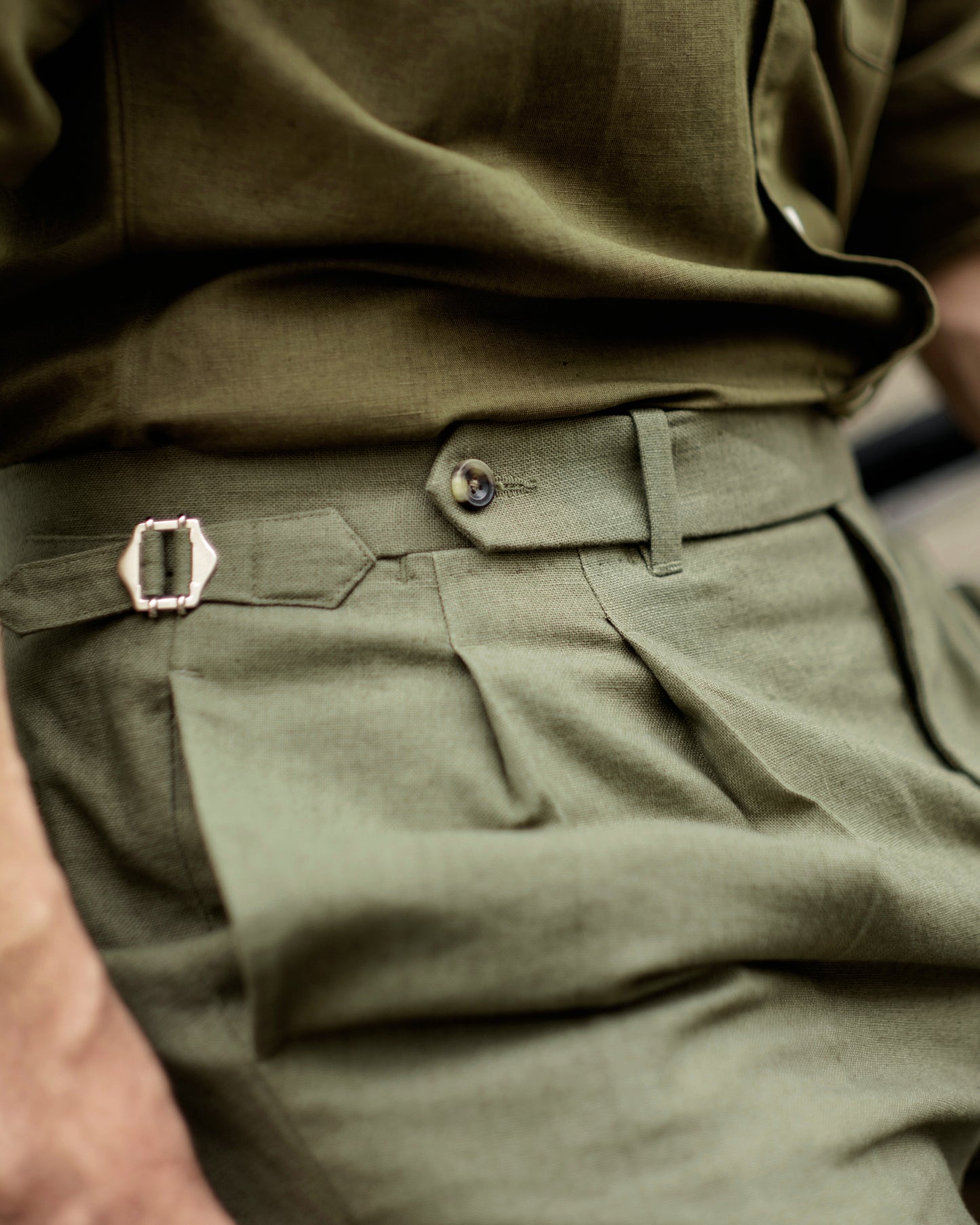 Linen Fresco Olive Green Dress Pant