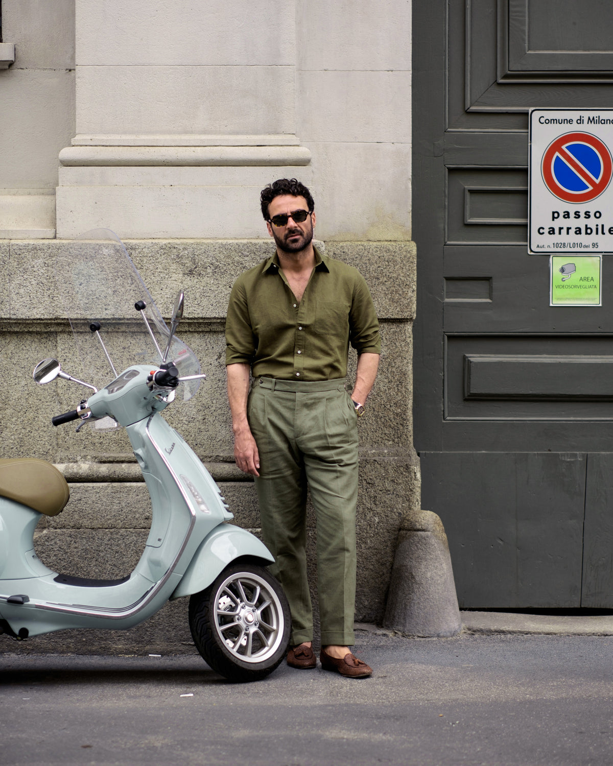 Olive Green Linen Shirt - 3