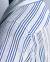 Summer Camp Collar Casual Shirt in White and Blue Stripes