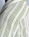 Summer Camp Collar Casual Shirt in White and Green Stripes