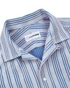 Summer Camp Collar Casual Shirt in White and Blue Stripes