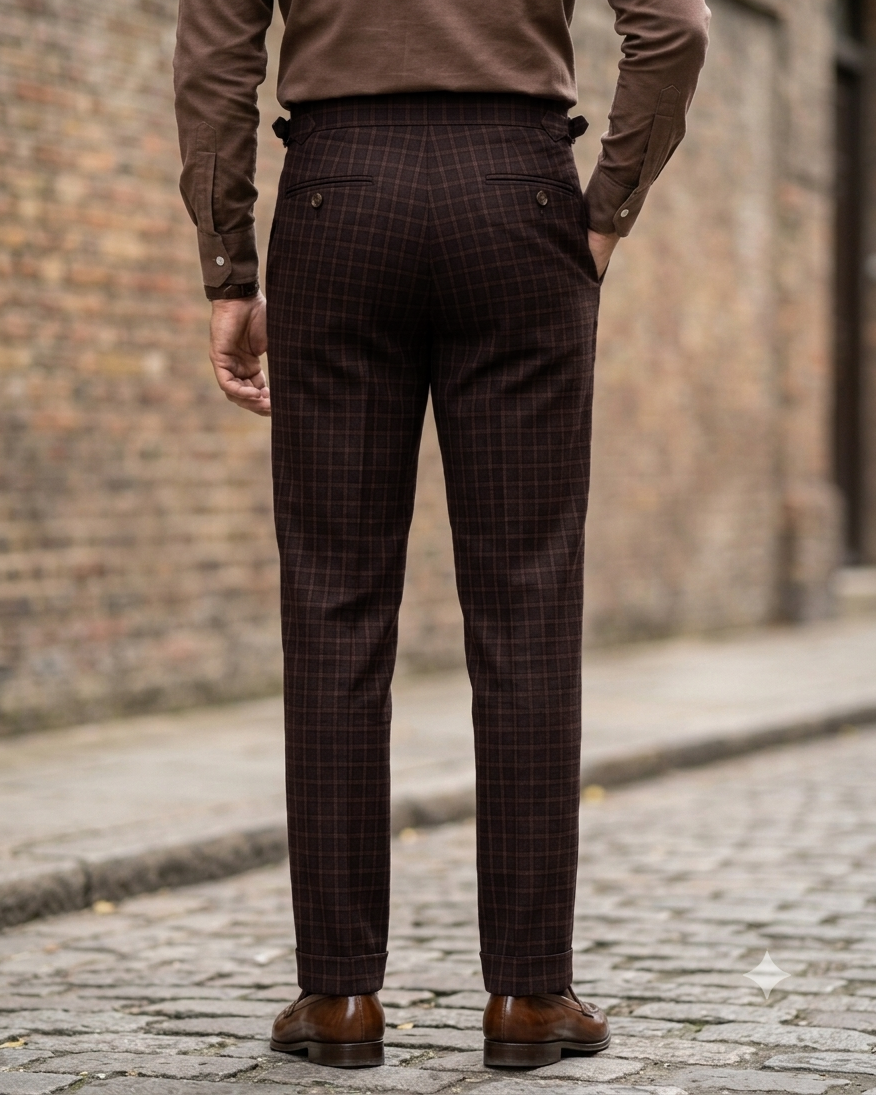 Drapers Brown Macro Checks Pants - 2