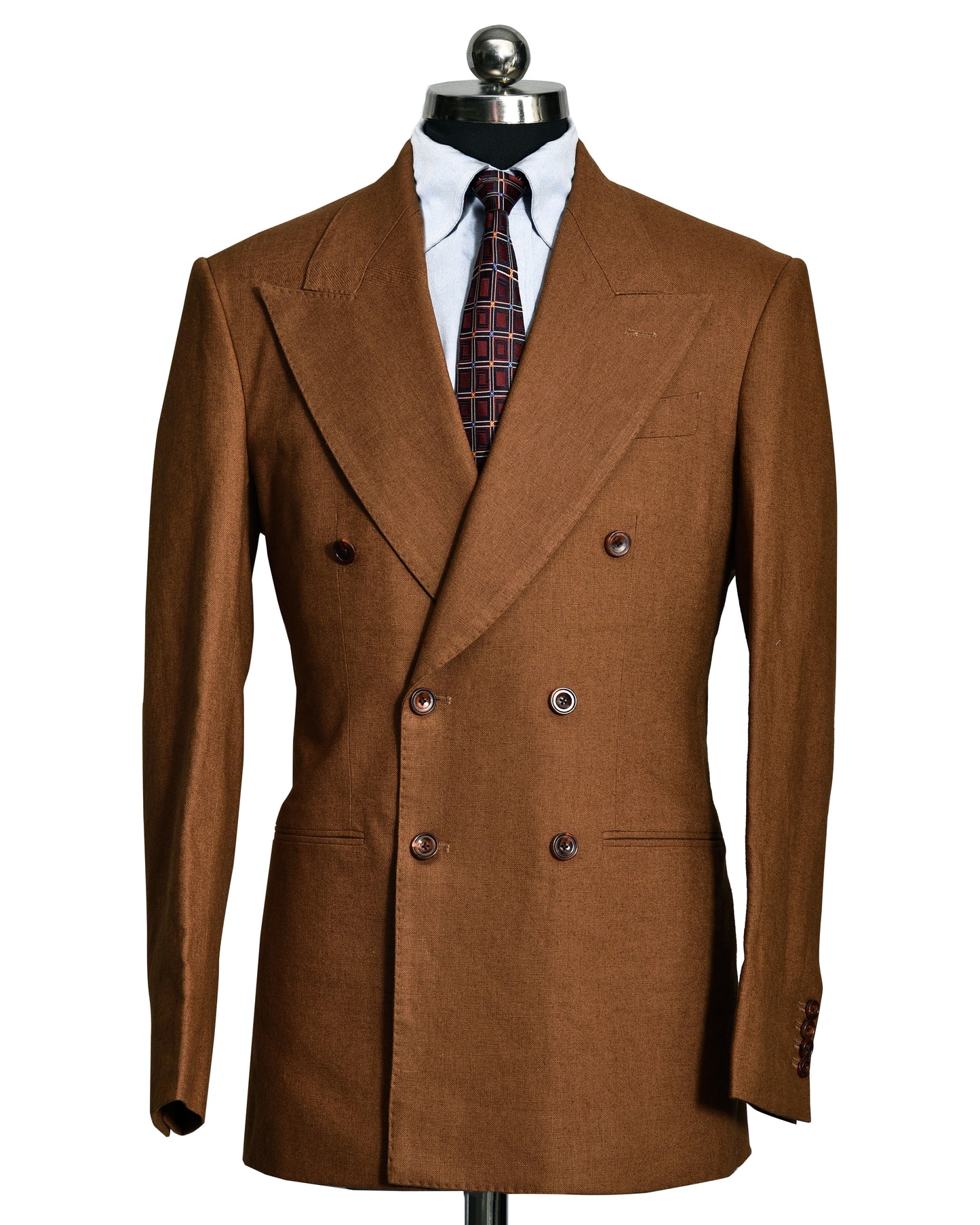 Linen Fresco Tobacco Double Breasted Suit