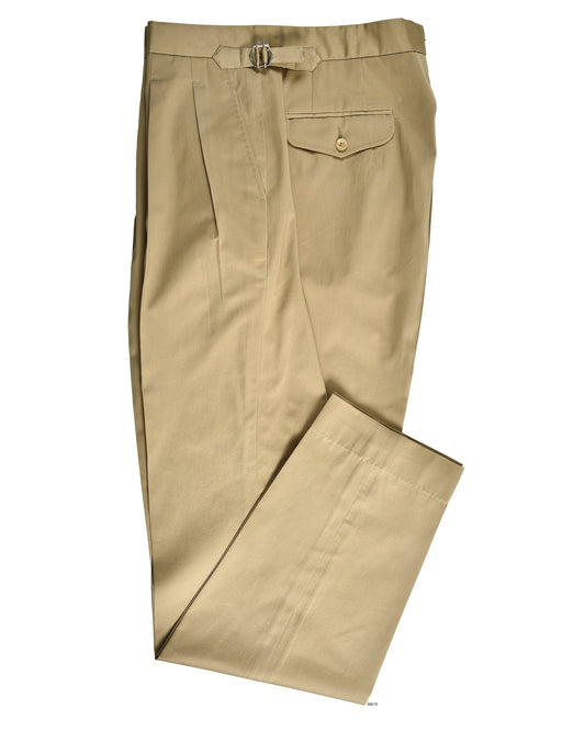 Pleated Military Khaki Dress Pant