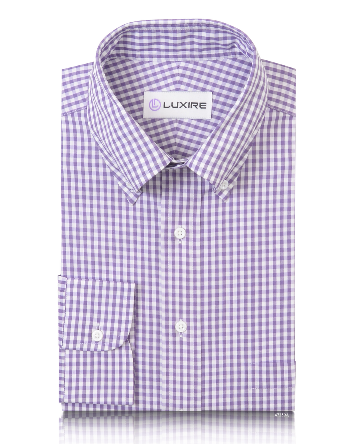 Dark Purple Gingham on White Shirt - 1