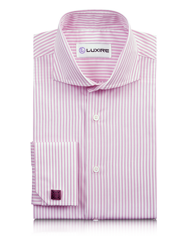 Pink Dress Stripes On White Shirt