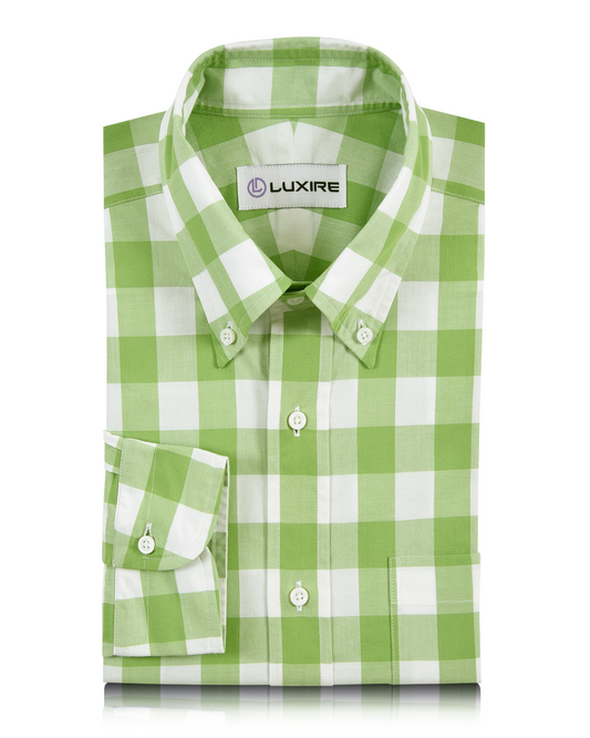 Green and White Gingham Checks Shirt