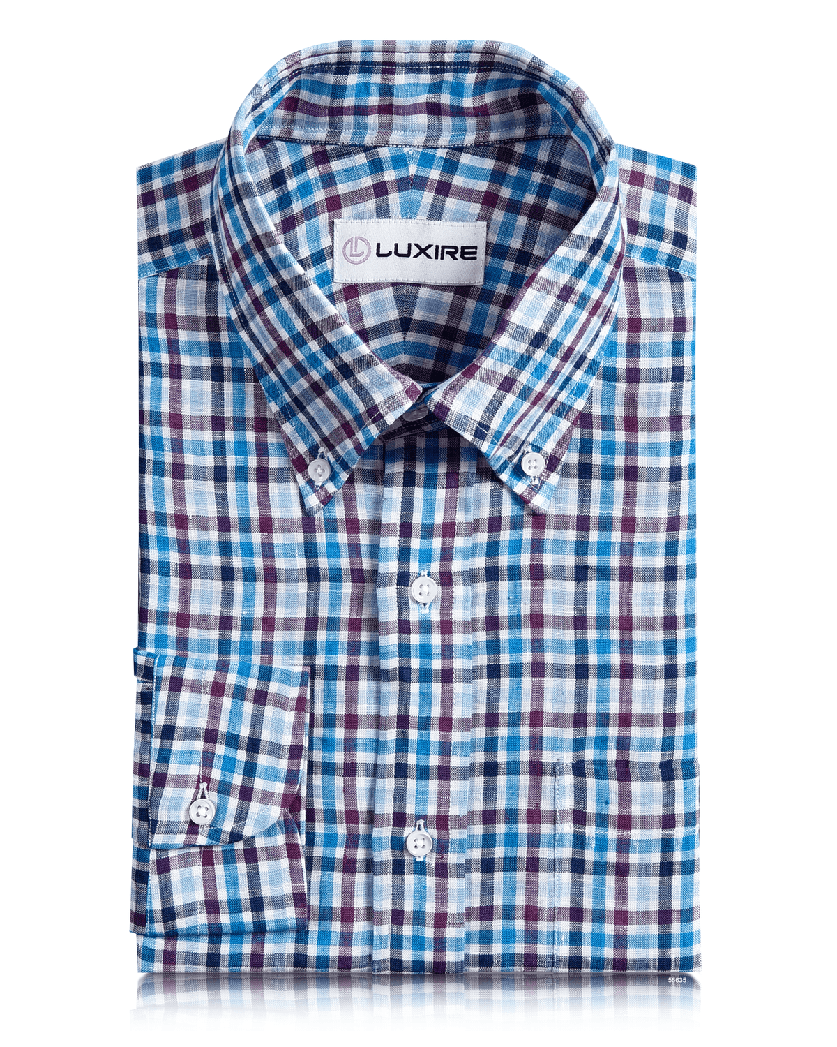 Blue Purple Navy Tattersall Linen - 1